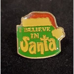 Vintage ACR Inc I Believe in Santa Lapel Pin Made in Taiwan